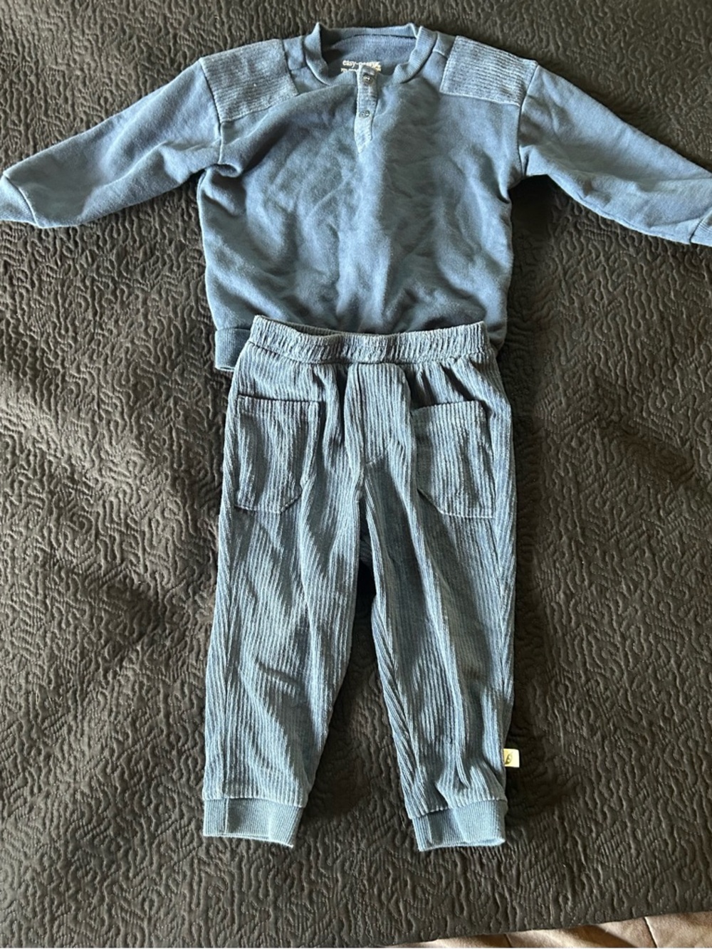 2T Organic Cotton blend Blue Corduroy Jogger Pants and Matching Sweatshirt